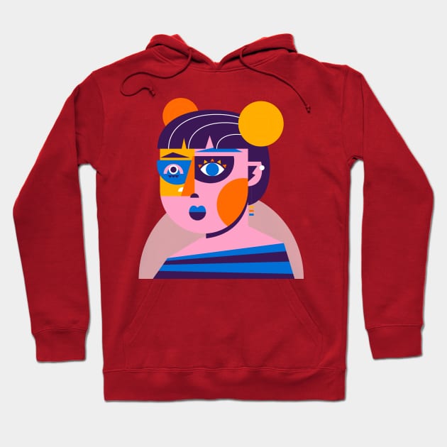 Flat Abstract Portrait Shapes Hoodie by Mako Design 